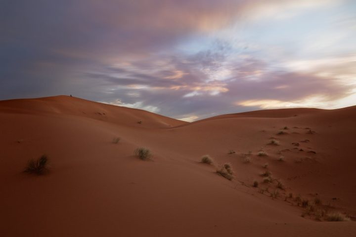 a desert under the cloudy sky