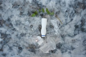 overhead shot of plastic garbage