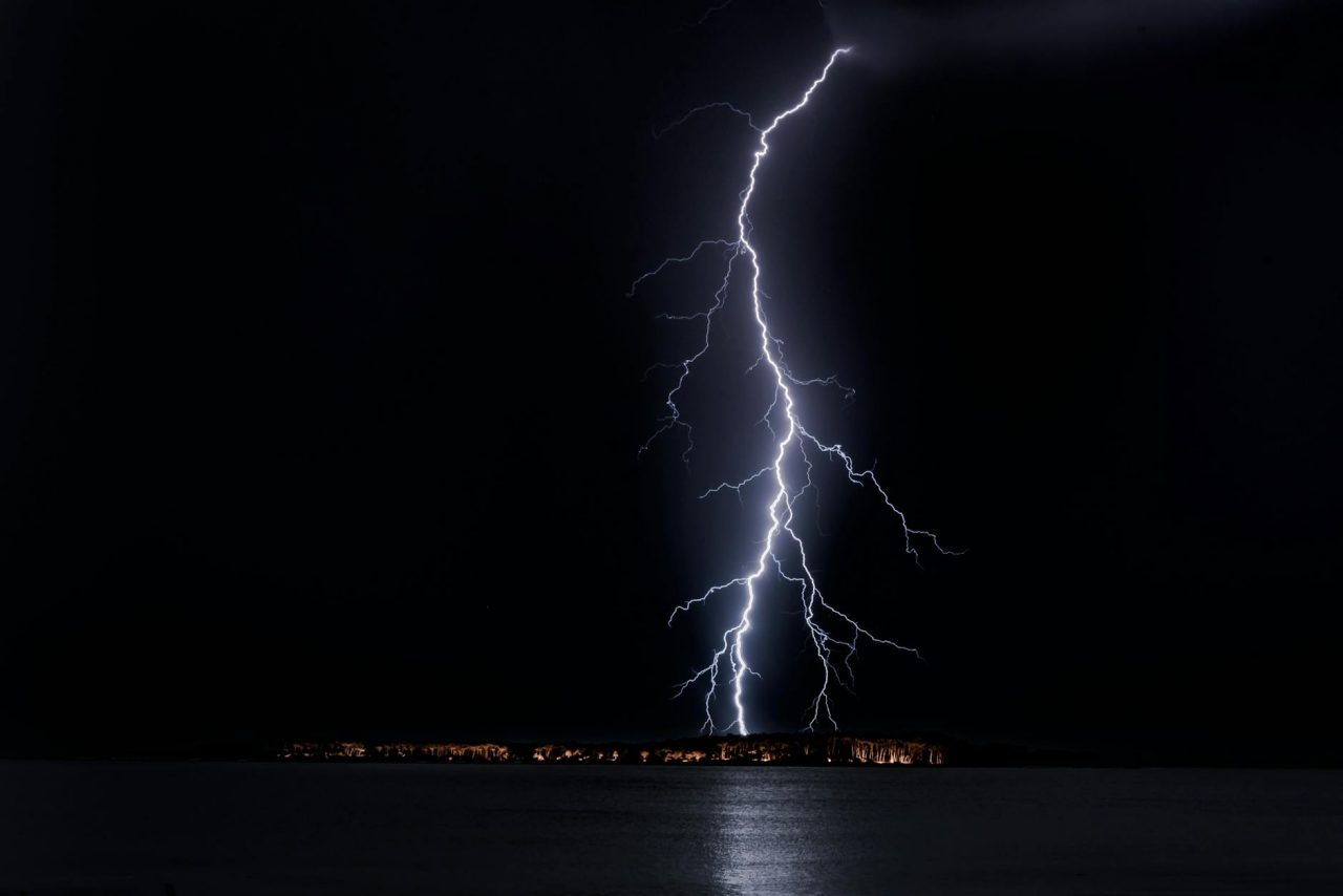 lightning strike on city