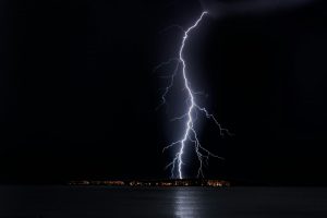 lightning strike on city