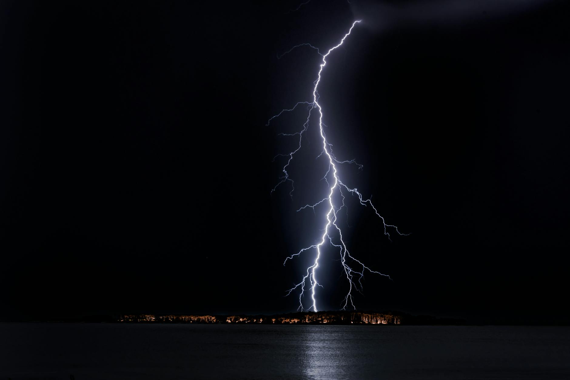 lightning strike on city