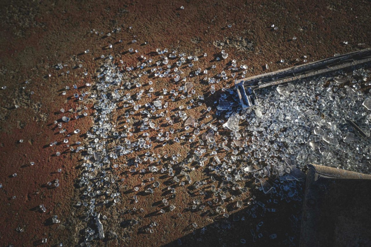 broken glass on the ground
