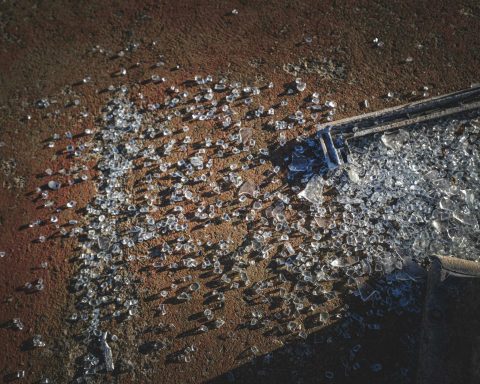 broken glass on the ground