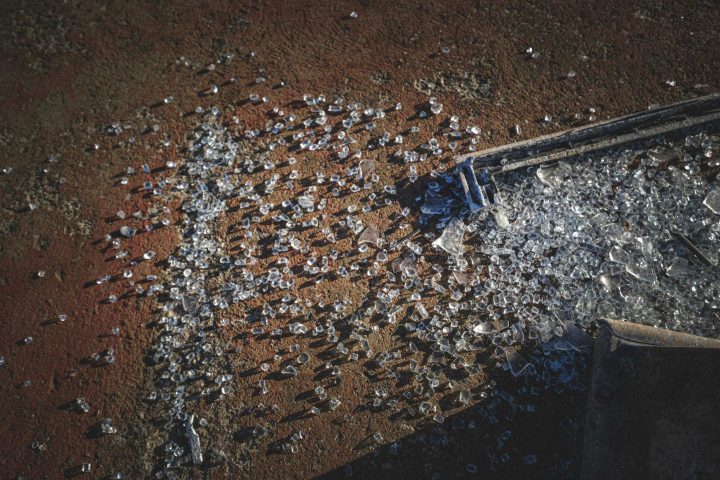 broken glass on the ground