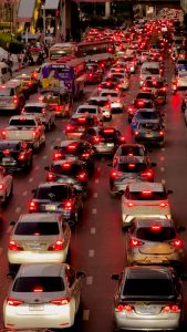 urban traffic at dawn