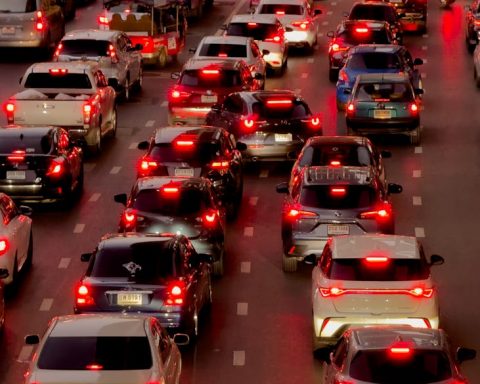 urban traffic at dawn