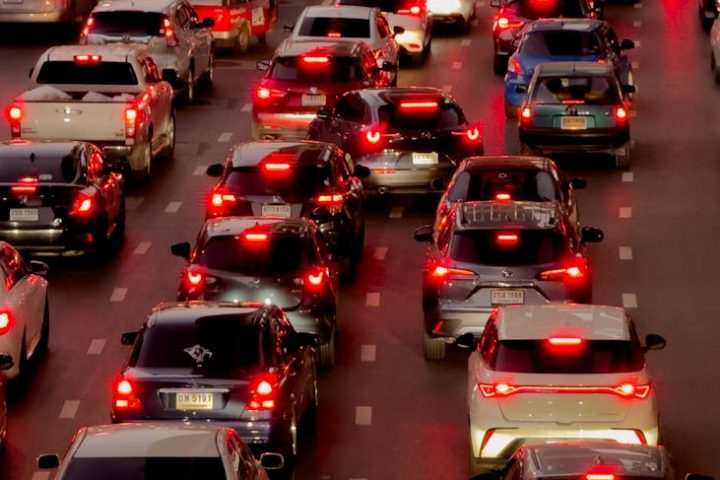 urban traffic at dawn